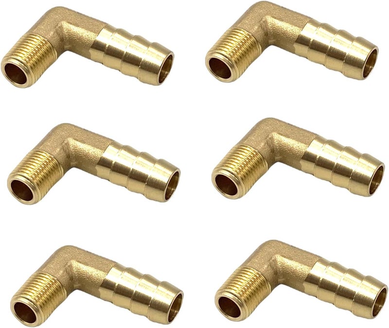 Bumugufu 6 Pcs Brass Barb Elbow Fittings, 3/8 Inch Barb to 1/8 Inch NPT Male Thread for Low-pressure,Fuel,Air and Non-potable Water Chilling Application - Image 5